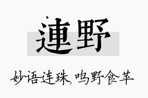 连野名字的寓意及含义