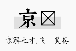 京翀名字的寓意及含义