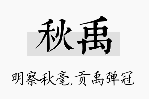 秋禹名字的寓意及含义