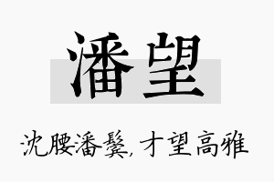 潘望名字的寓意及含义