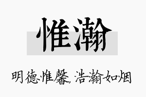 惟瀚名字的寓意及含义