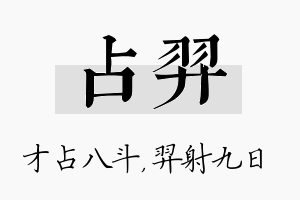 占羿名字的寓意及含义