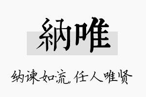 纳唯名字的寓意及含义