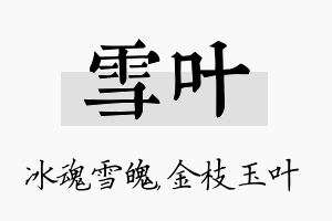 雪叶名字的寓意及含义