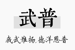 武普名字的寓意及含义