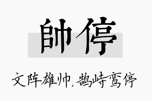 帅停名字的寓意及含义