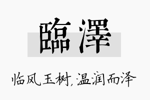 临泽名字的寓意及含义