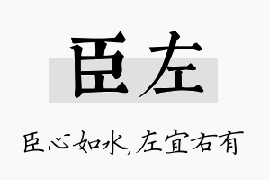 臣左名字的寓意及含义