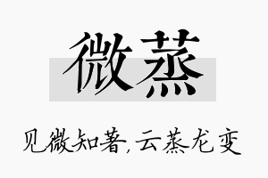 微蒸名字的寓意及含义