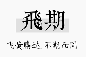 飞期名字的寓意及含义