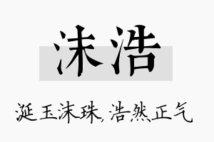 沫浩名字的寓意及含义