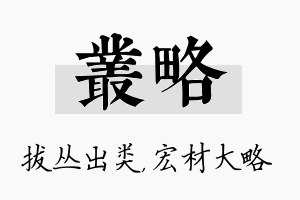 丛略名字的寓意及含义