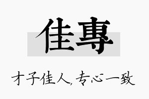 佳专名字的寓意及含义