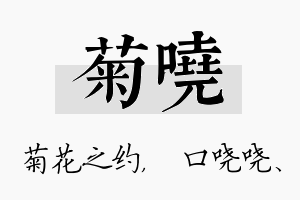 菊哓名字的寓意及含义