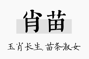 肖苗名字的寓意及含义