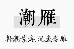 潮雁名字的寓意及含义