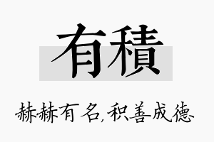 有积名字的寓意及含义