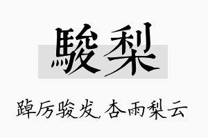 骏梨名字的寓意及含义