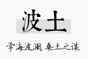 波土名字的寓意及含义