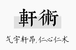 轩术名字的寓意及含义