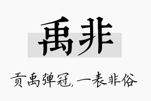 禹非名字的寓意及含义