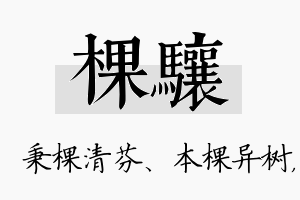 棵骧名字的寓意及含义