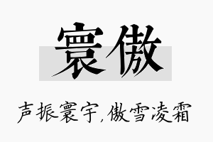 寰傲名字的寓意及含义