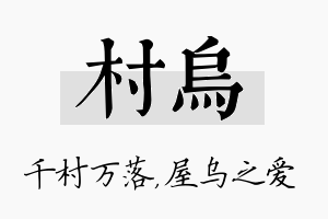 村乌名字的寓意及含义