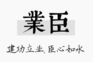 业臣名字的寓意及含义