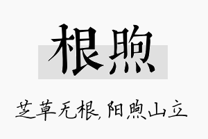 根煦名字的寓意及含义