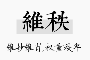 维秩名字的寓意及含义