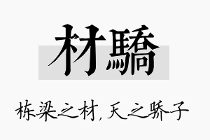 材骄名字的寓意及含义