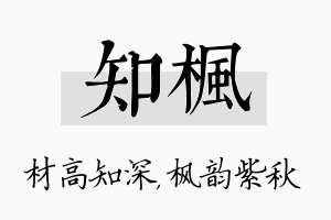 知枫名字的寓意及含义