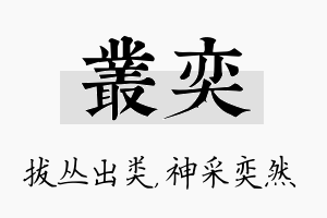 丛奕名字的寓意及含义