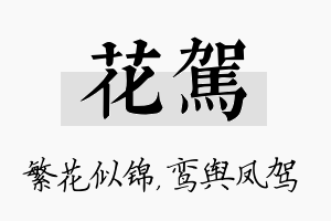 花驾名字的寓意及含义