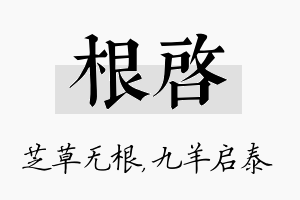 根启名字的寓意及含义