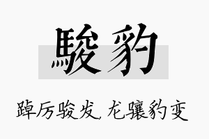 骏豹名字的寓意及含义