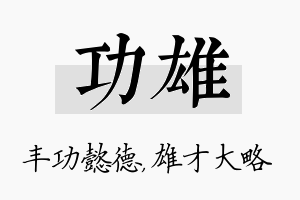 功雄名字的寓意及含义