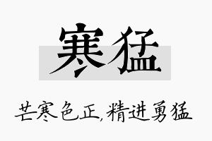 寒猛名字的寓意及含义