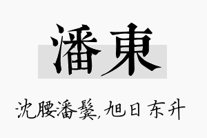 潘东名字的寓意及含义