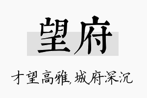 望府名字的寓意及含义