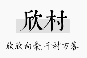 欣村名字的寓意及含义