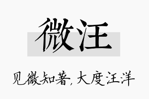 微汪名字的寓意及含义