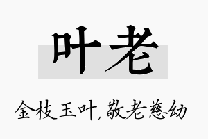 叶老名字的寓意及含义