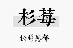 杉莓名字的寓意及含义