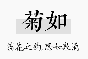 菊如名字的寓意及含义