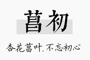 菖初名字的寓意及含义