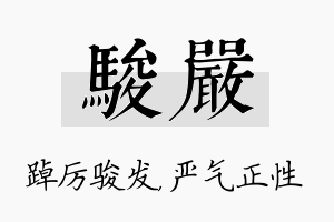 骏严名字的寓意及含义