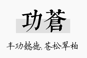 功苍名字的寓意及含义