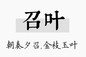 召叶名字的寓意及含义